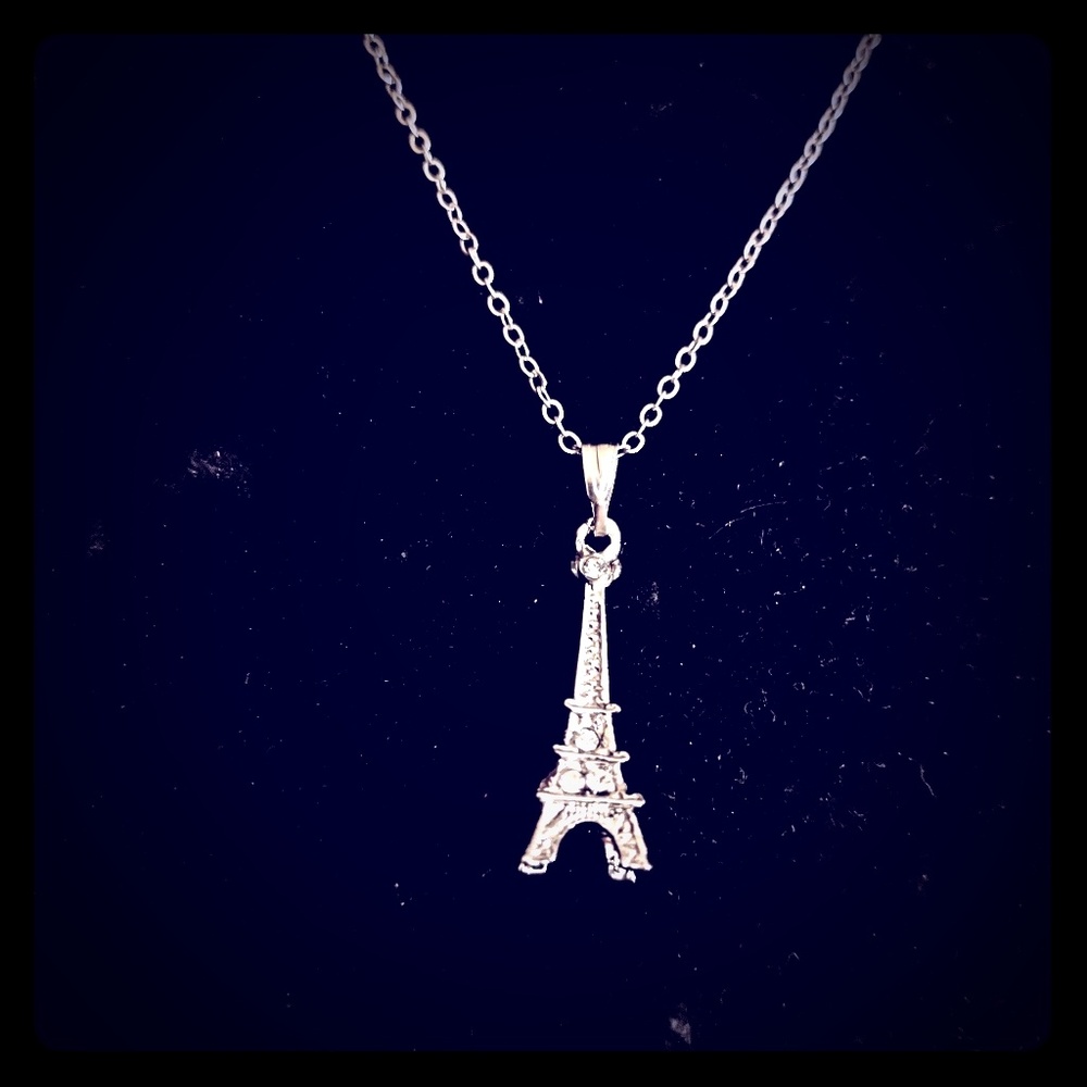 Silver Tone Eiffel Tower Necklace